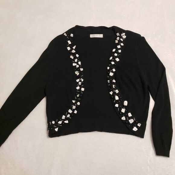 BeF Beautiful in Fashion Women's Long Sleeve Embellished Shrug - Picture 1 of 5